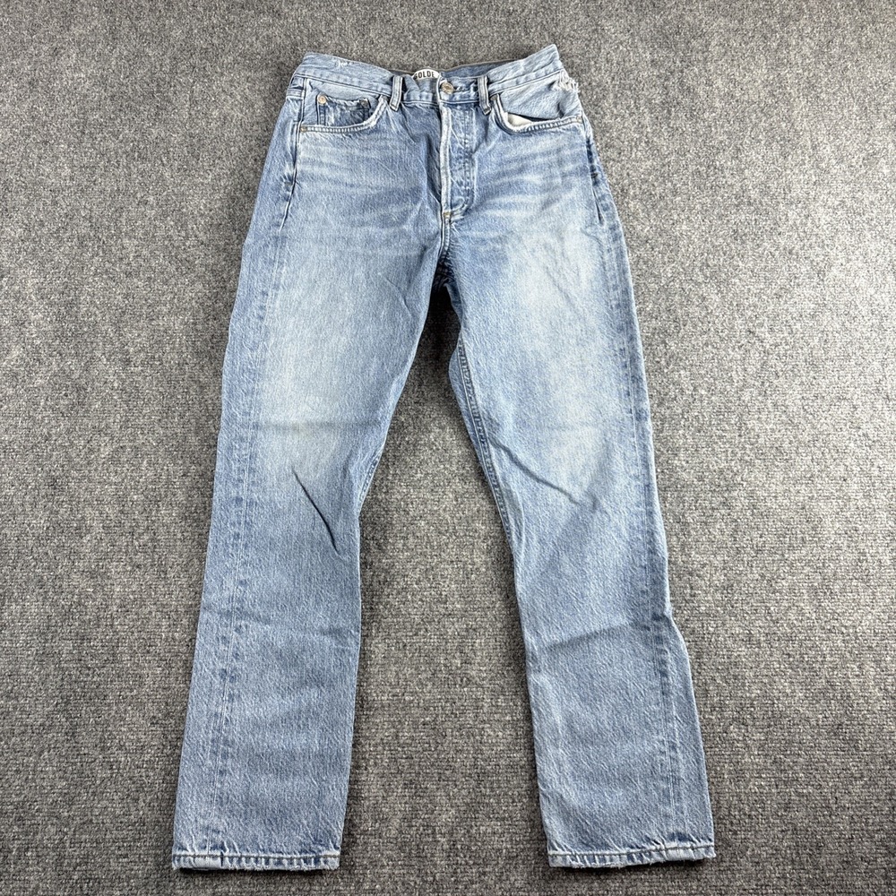 AGOLDE Premium High Rise Straight Leg Distressed Jeans Button Fly Size 24
